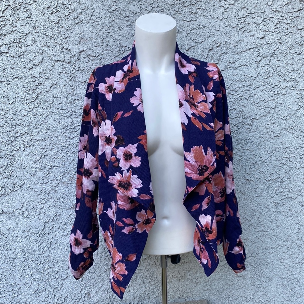 Iris floral cropped waterfall drape cardigan sweater shrug bolero jacket